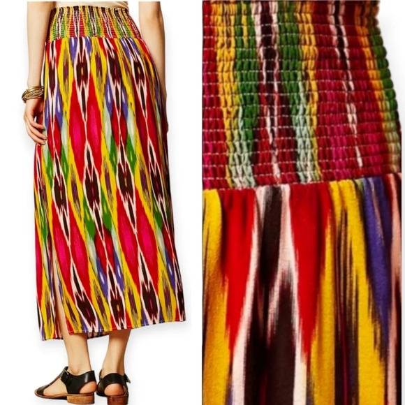 Anthropologie Vanessa Virginia Ikat Maxi Colourful Skirt with Side Slits Medium - Picture 1 of 16